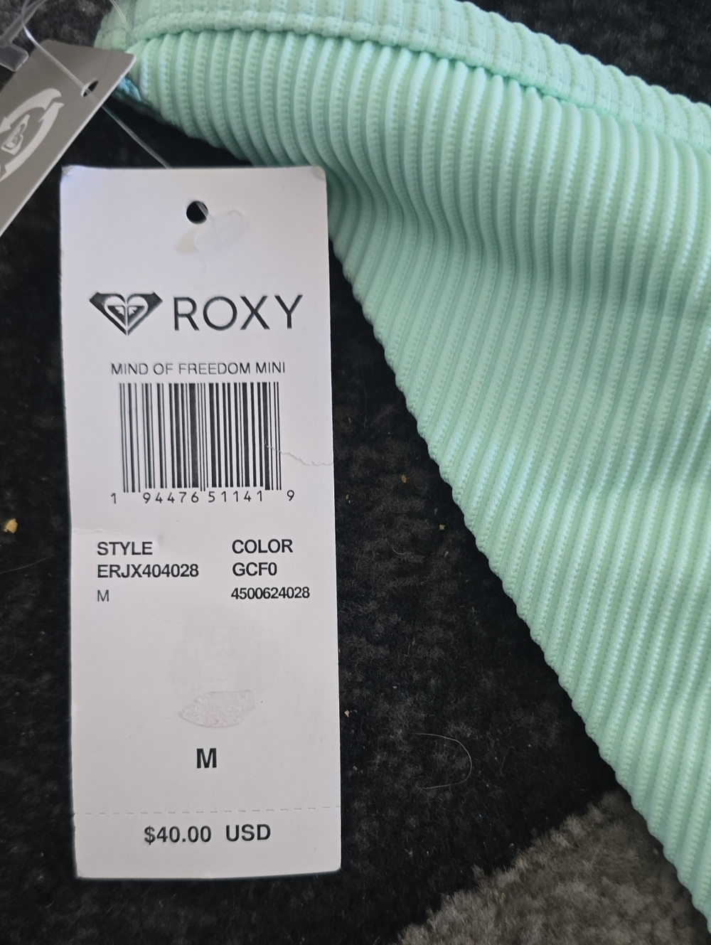 Roxy Pastel Tie-Dye Bikini Top with Mint Ribbed Bottom Sz Med - Picture 5 of 6